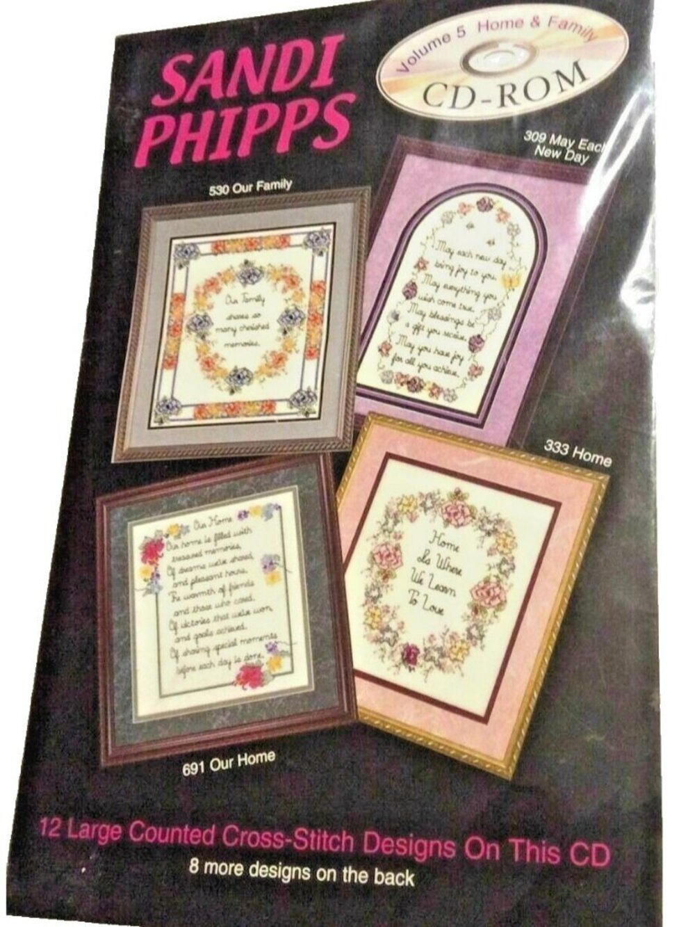 Cross Stitch Sandi Phipps Home & Family Vol 5 12 Lrg Counted Designs On CD Rom